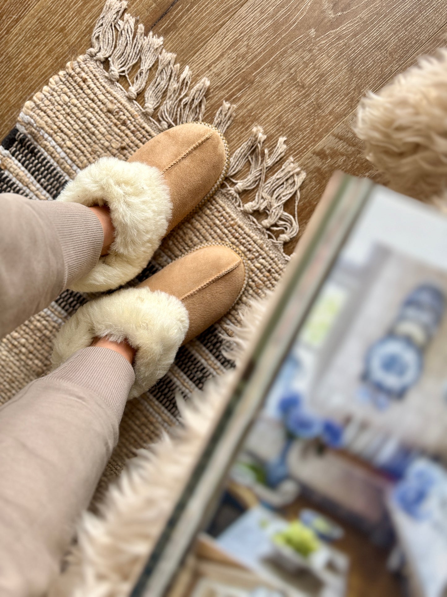 Follkee Moccasin Slippers SheepSkin Merino Wool Slippers , House Shoes , Unisex