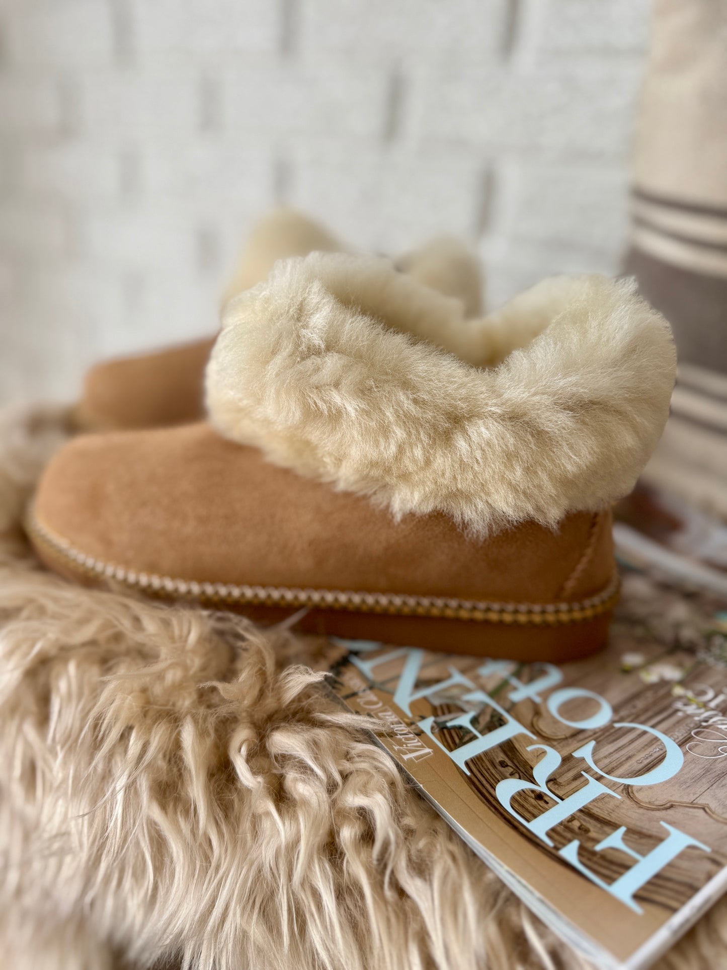 Follkee Moccasin Slippers SheepSkin Merino Wool Slippers , House Shoes , Unisex