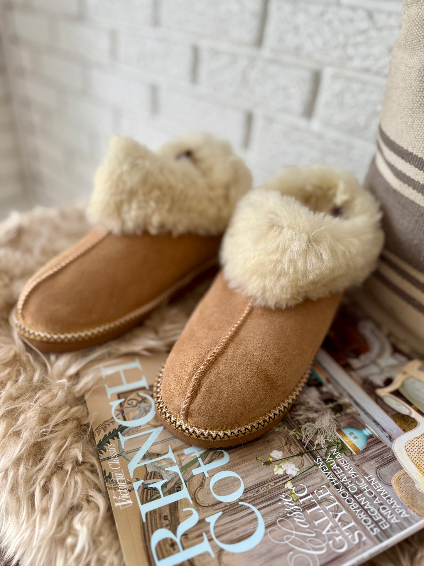 Follkee Moccasin Slippers SheepSkin Merino Wool Slippers , House Shoes , Unisex