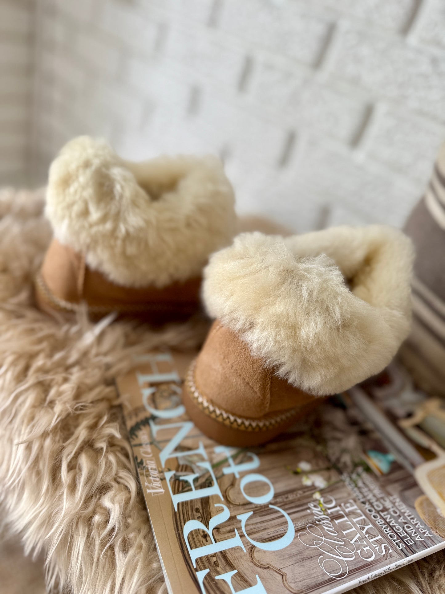 Follkee Moccasin Slippers SheepSkin Merino Wool Slippers , House Shoes , Unisex