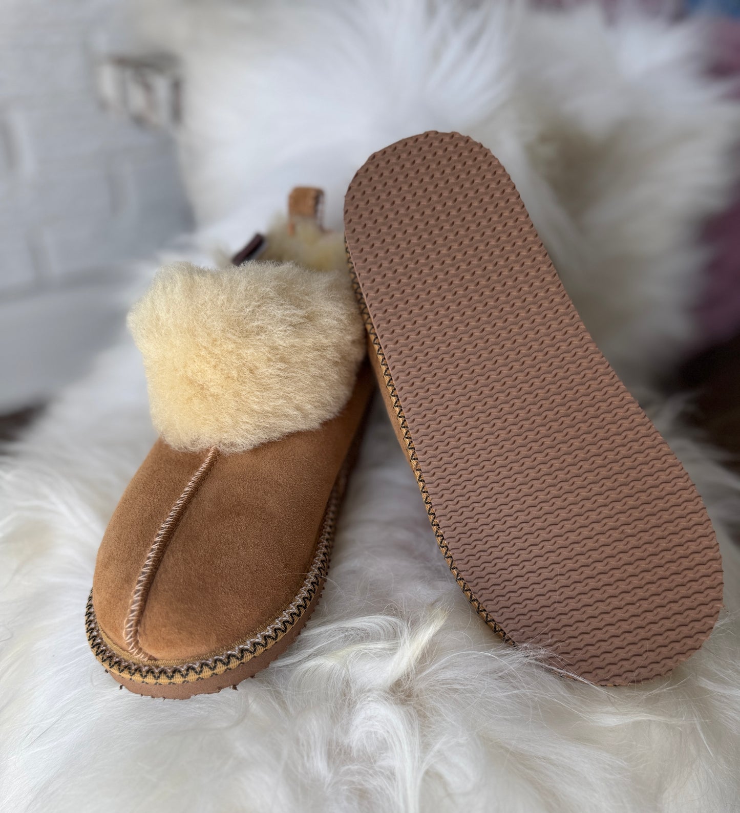 Follkee Moccasin Slippers SheepSkin Merino Wool Slippers , House Shoes, Unisex