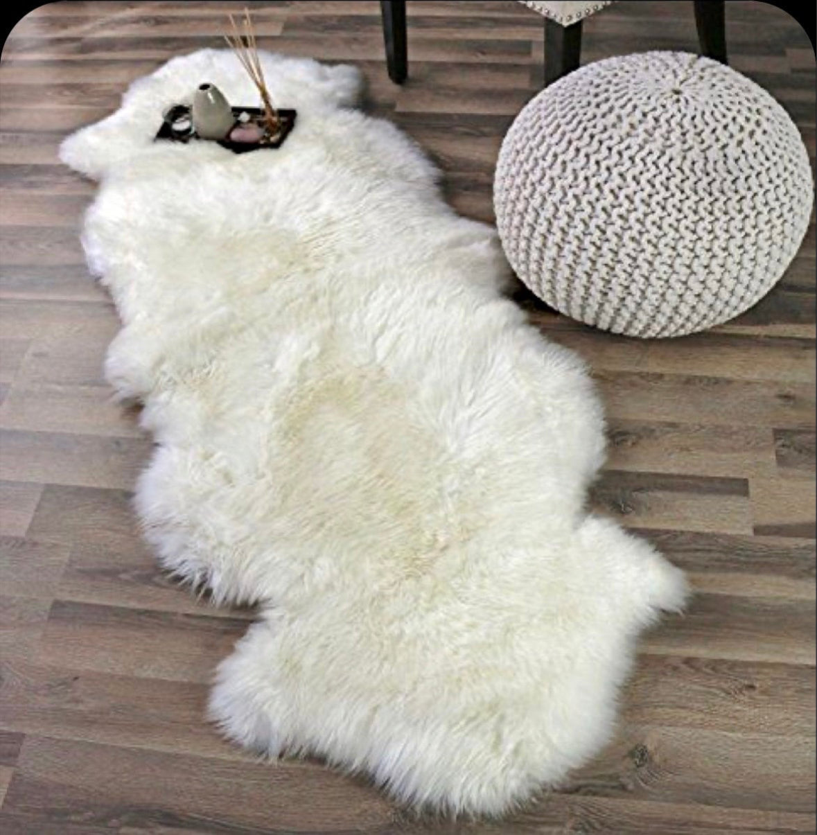 Follkee Beautiful White Two-Pelt Iceland SHEEPSKIN rug Sheepskin Throw Fur Rug Sheepskin Rug throw, natural sheepskin, real sheepskin rug