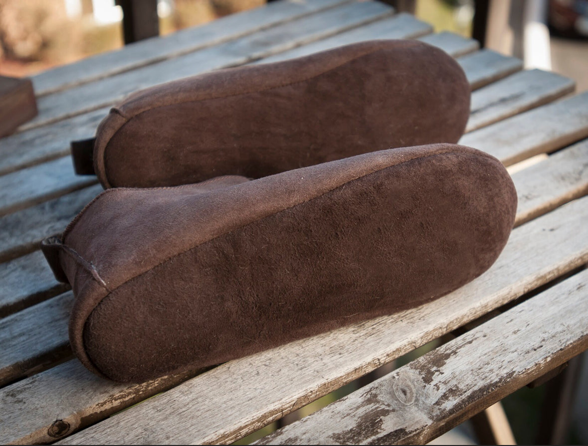 Follkee Slippers Bambosh Sheep Skin Wool Lined House Shoes Mens Slippers Womens Slippers Brown Slippers Handcrafted
