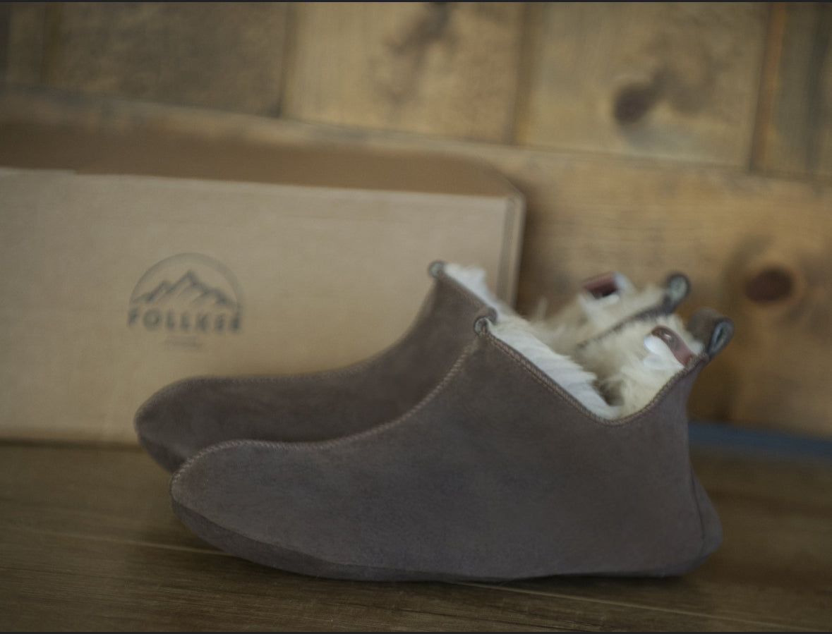 Follkee Slippers Bambosh Sheep Skin Wool Lined House Shoes Mens Slippers Womens Slippers Brown Slippers Handcrafted