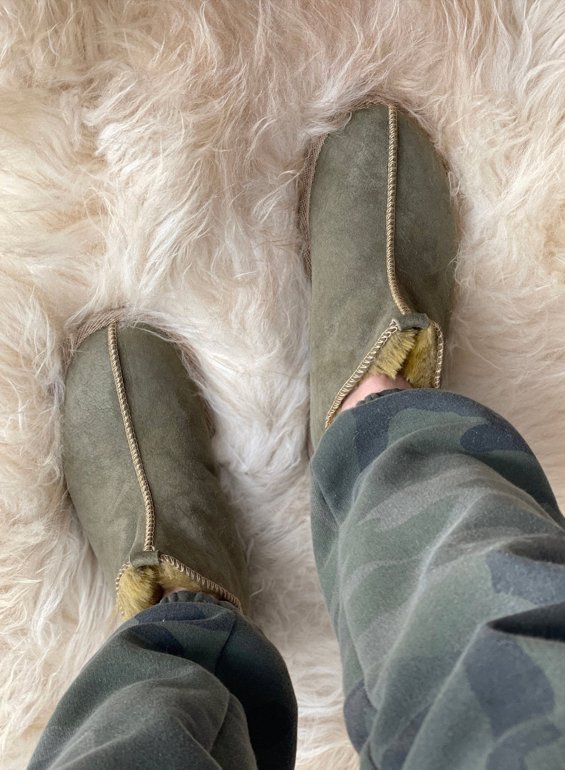 Follkee Slippers Sheep Skin Wool Lined House Shoes Mens Slippers Womens Slippers Green Slippers Handcrafted