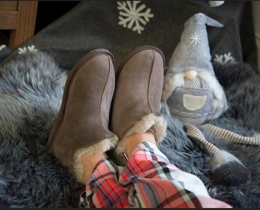 Follkee Slippers Sheep Skin Wool Lined House Shoes Mens Slippers Womens Slippers Brown Slippers Handcrafted