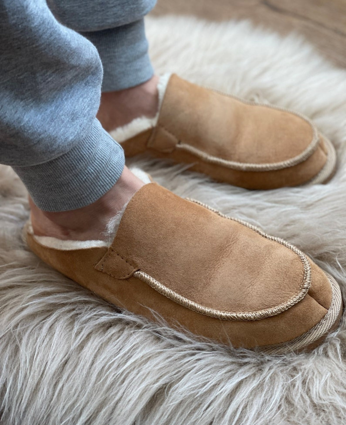 Sheepskin Merino Wool Slippers Men and Women House Shoes Slip On Slippers handmade comfort for winter