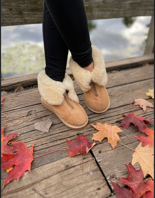 Follkee Slippers Sheep Skin Wool Lined Handcrafted Luxury Warmers
