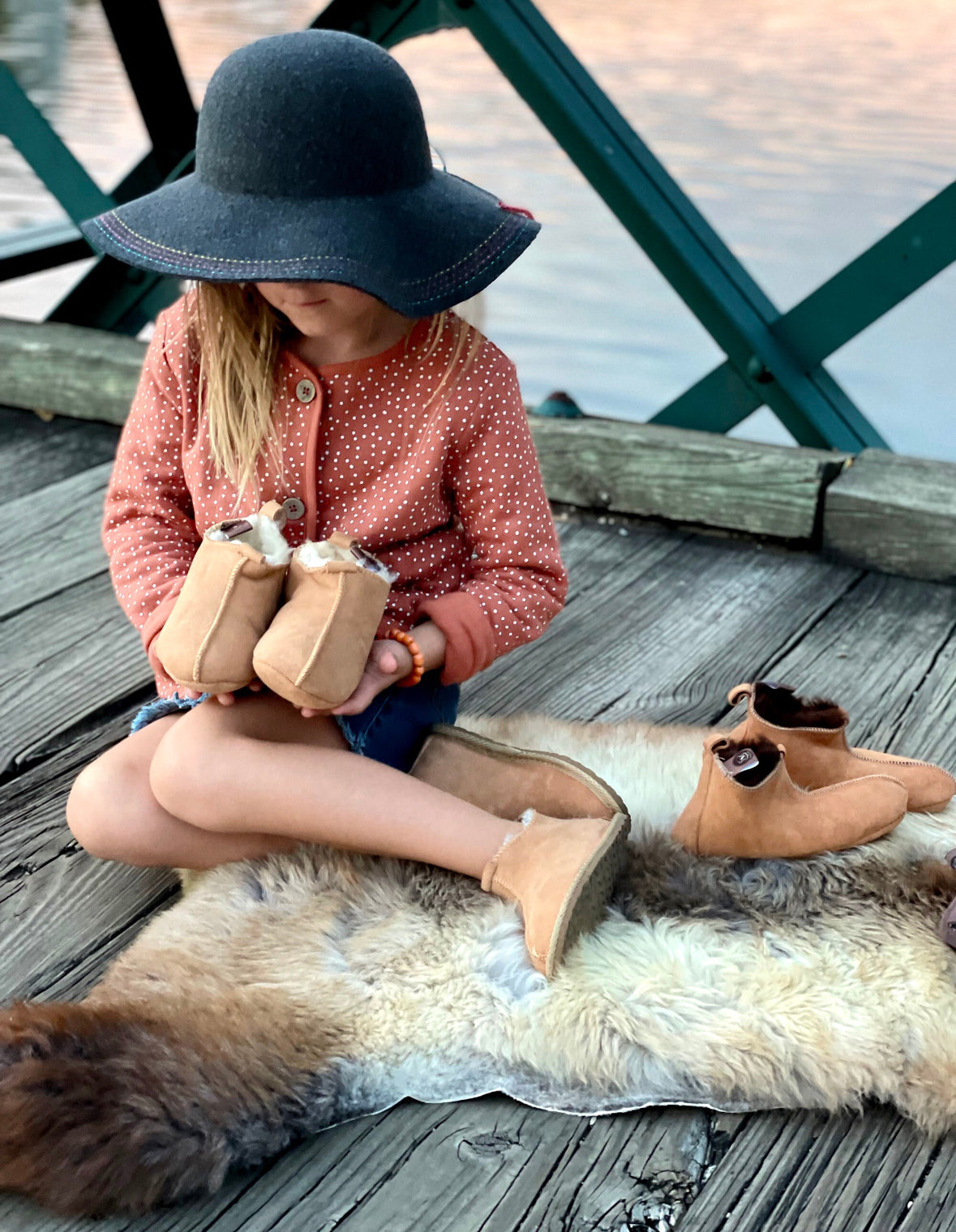 Follkee Kids Slippers House Shoes Handcrafted Wool 100% Leather