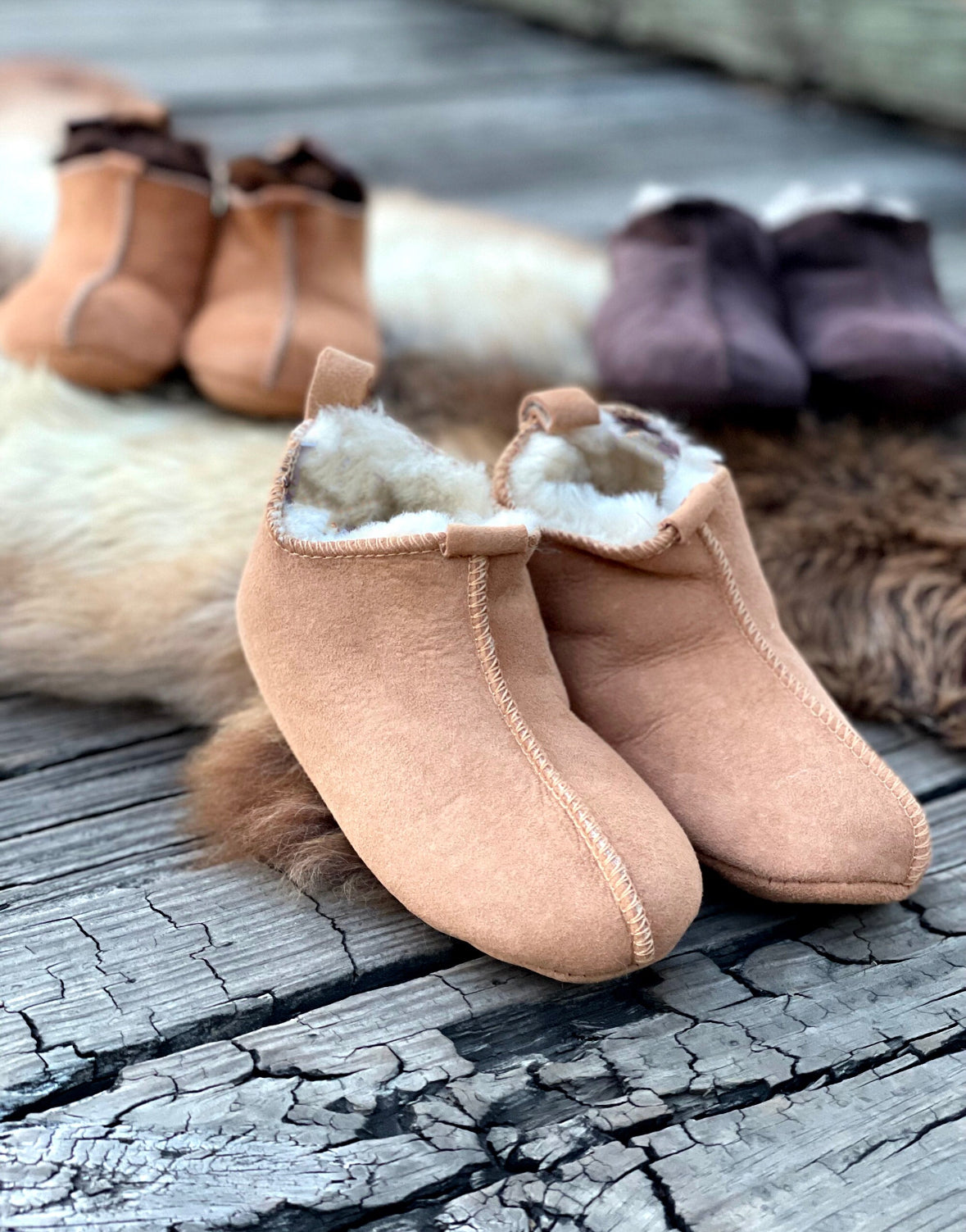 Follkee Kids Santa Bambosh Beige Indoor Barefoot Slipper