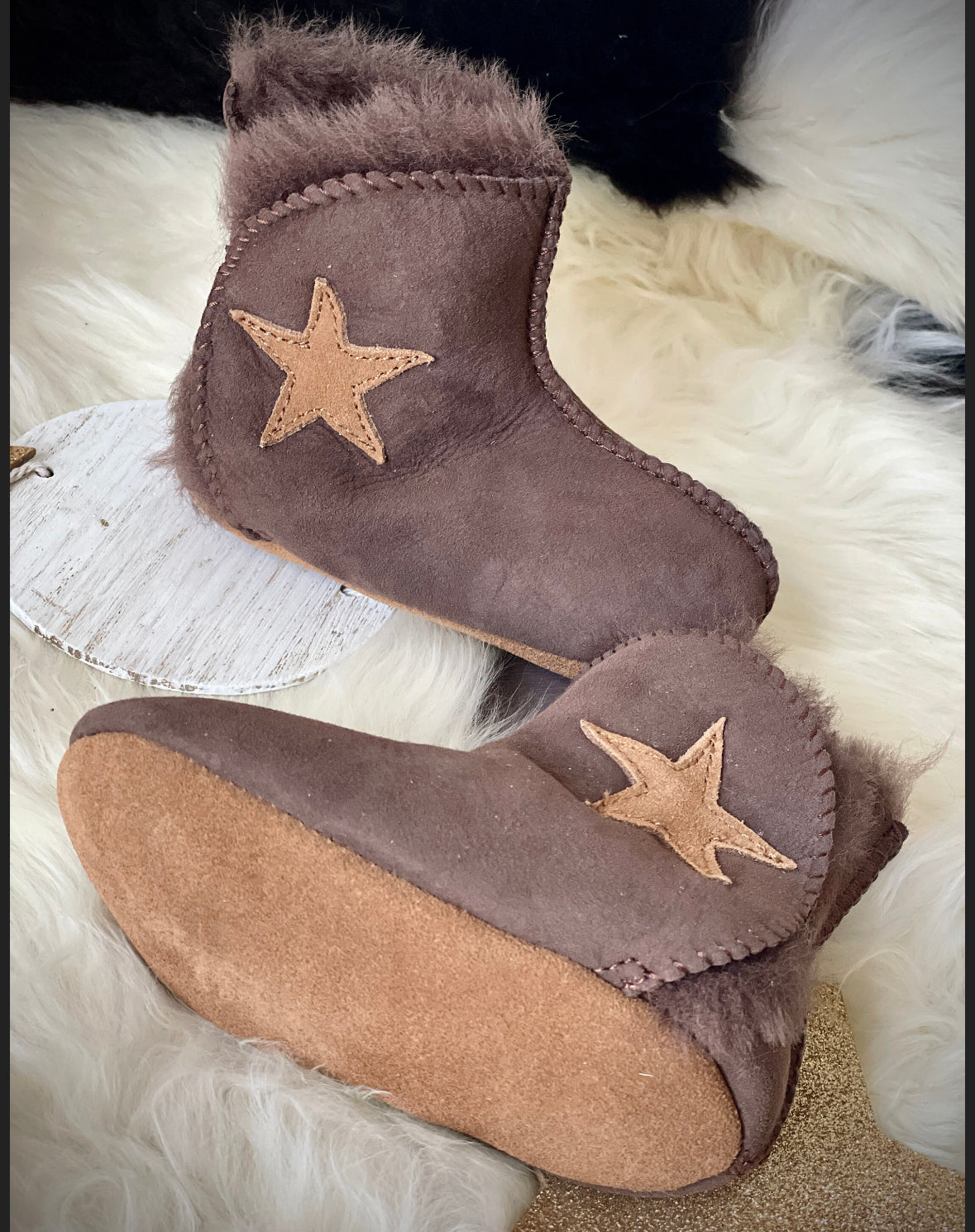 Follkee Children Slippers House Shoes Handcrafted Wool 100% Leather