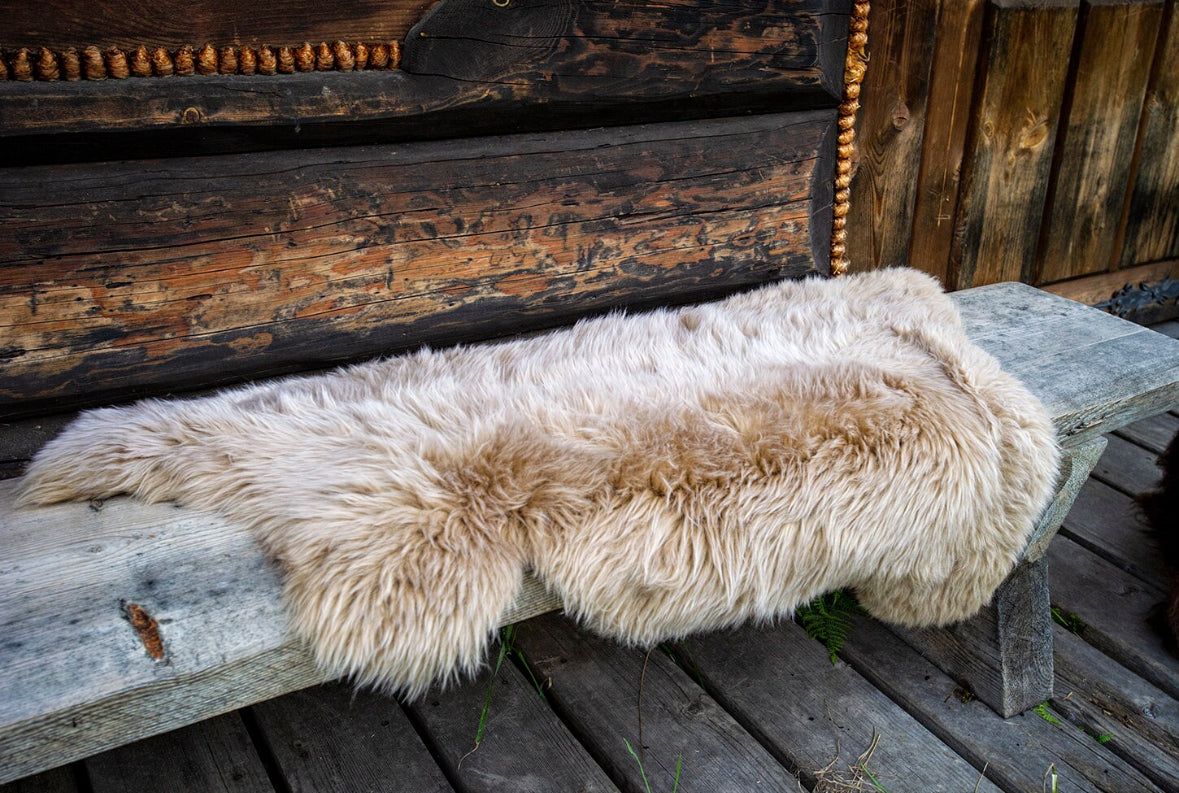 Follkee Sheep Skin Rug, Iceland Merino Premium Quality Shades of Carmel Taupe Color