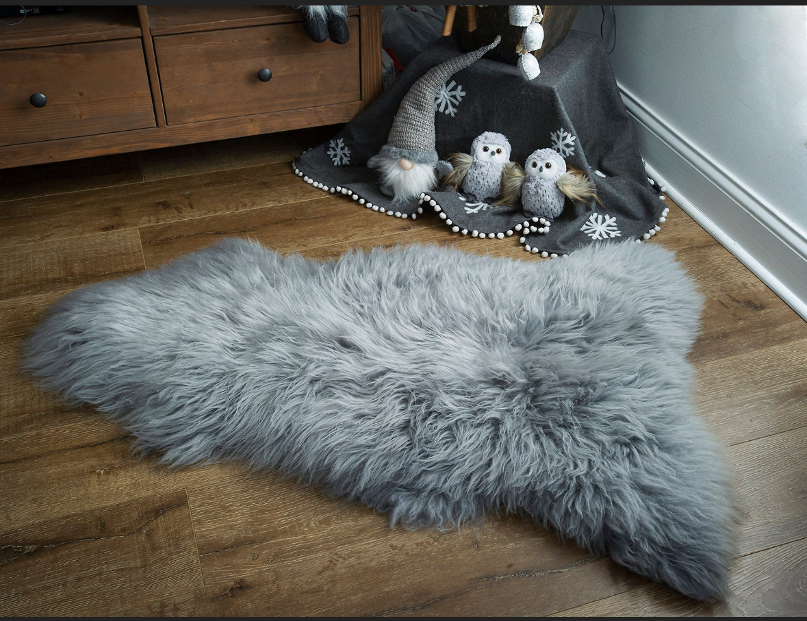Australian  Genuine Sheepskin Rug β Silver Grey Luxury Throw by Follkee
