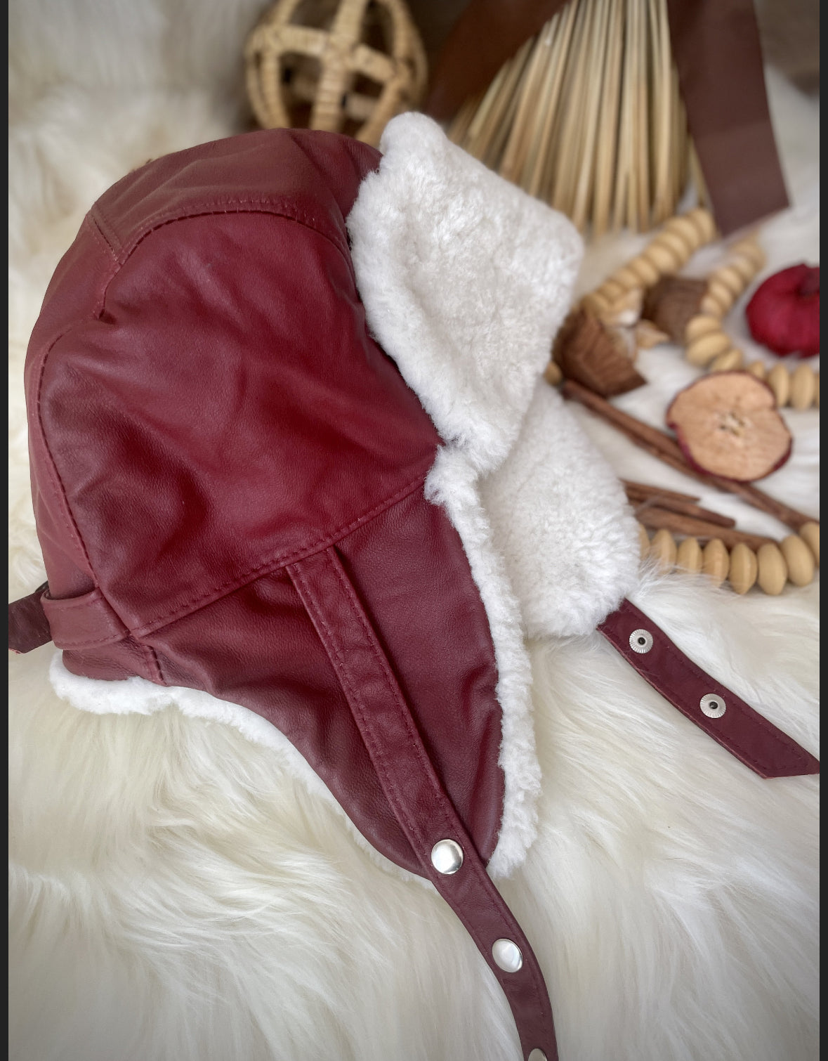 Pilot Aviator Bomber Hat Sheepskin Wool Lined Handcrafted Sustainable Trendy