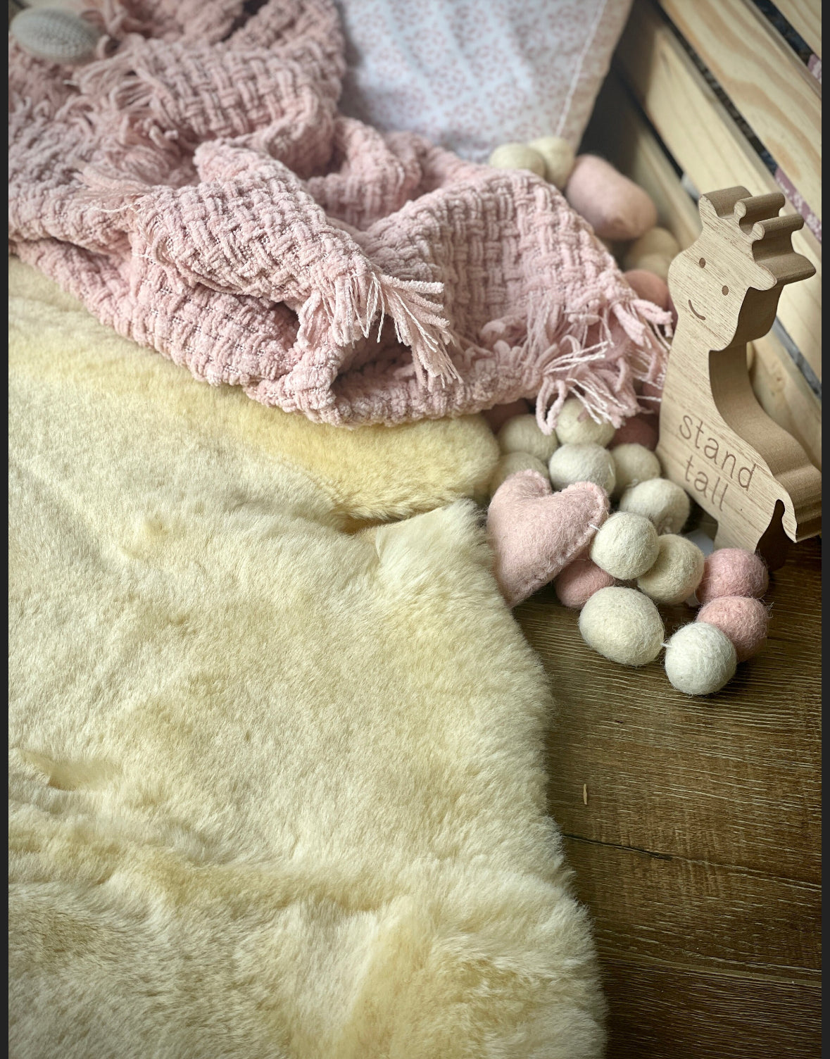 Nursery Sheepskin, Organic Relugan Sheepskin Mat – Natural, Hypoallergenic Long Wool