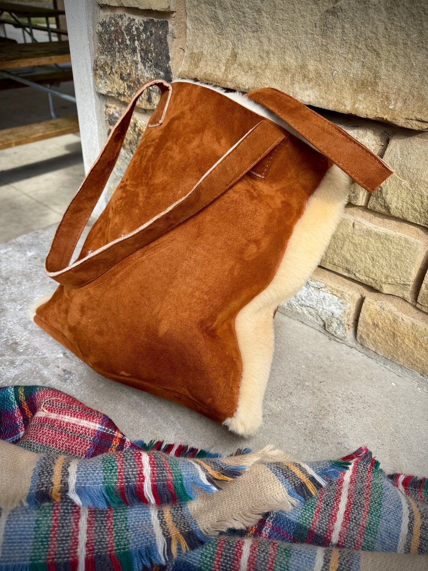 Nati Shoppers Bag – Handmade Sheepskin Tote, Market Bag, Eco-Friendly, Gift for Her
