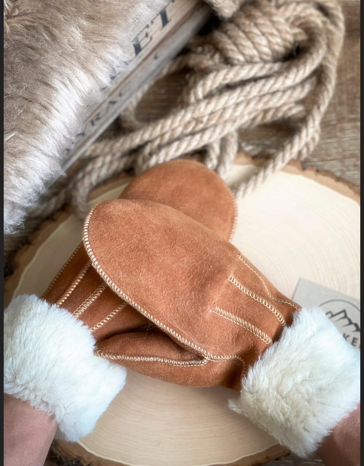 Women's Mittens Sheepskin Wool Mittens Light Brown Natural Beige Warm Gloves Handmade Sustainable