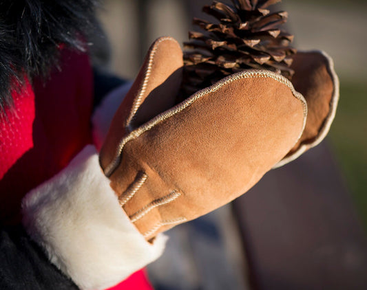 Women's Mittens Sheepskin Wool Mittens Light Brown Natural Beige Warm Gloves Handmade Sustainable