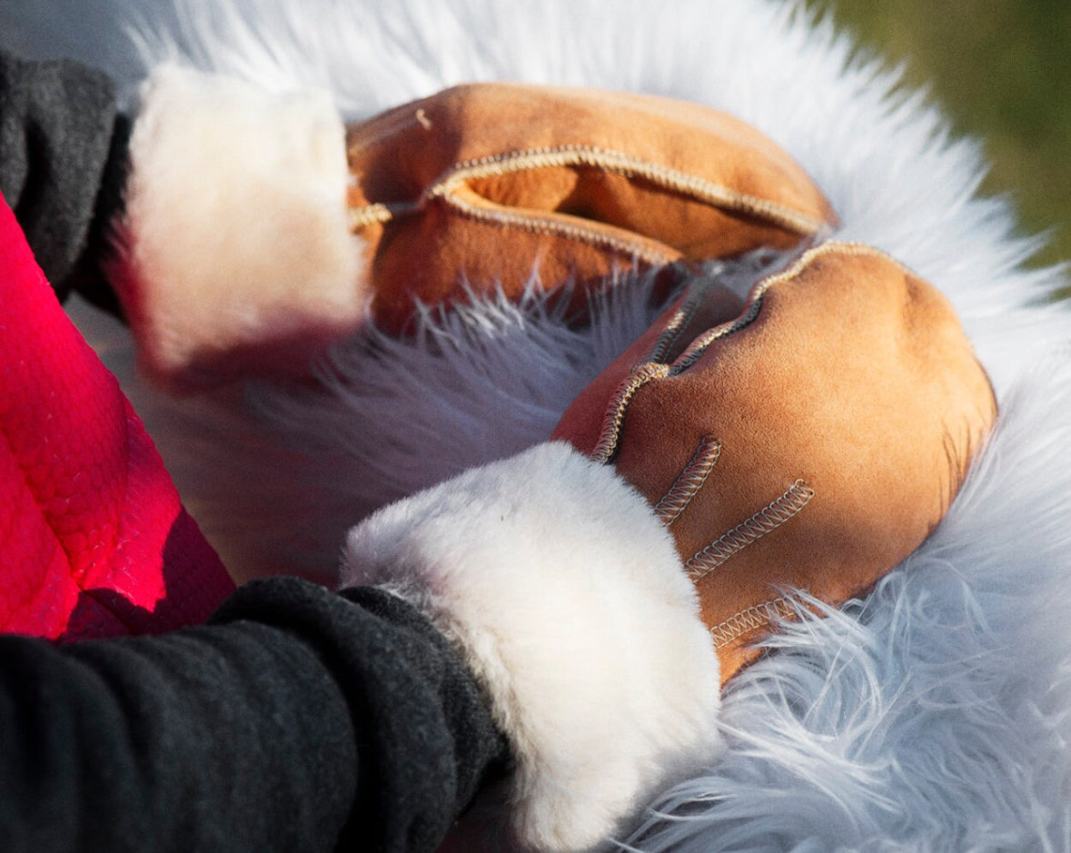 Women's Mittens Sheepskin Wool Mittens Light Brown Natural Beige Warm Gloves Handmade Sustainable