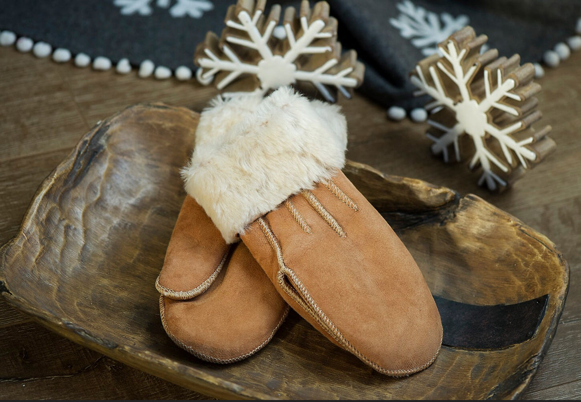 Women's Mittens Sheepskin Wool Mittens Light Brown Natural Beige Warm Gloves Handmade Sustainable