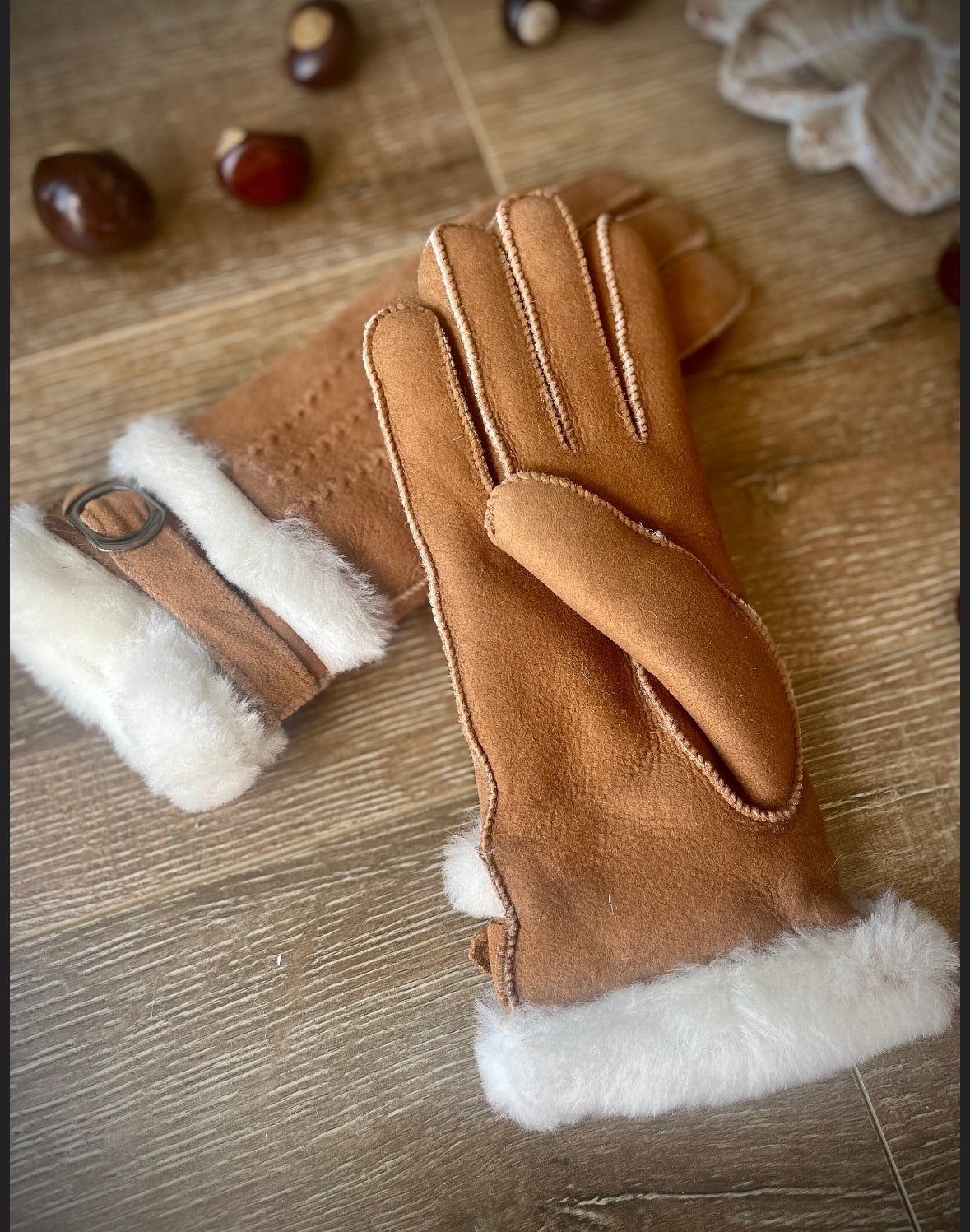 Women's Gloves Sheepskin Wool Light Brown Natural Beige Warm Gloves Handmade Sustainable