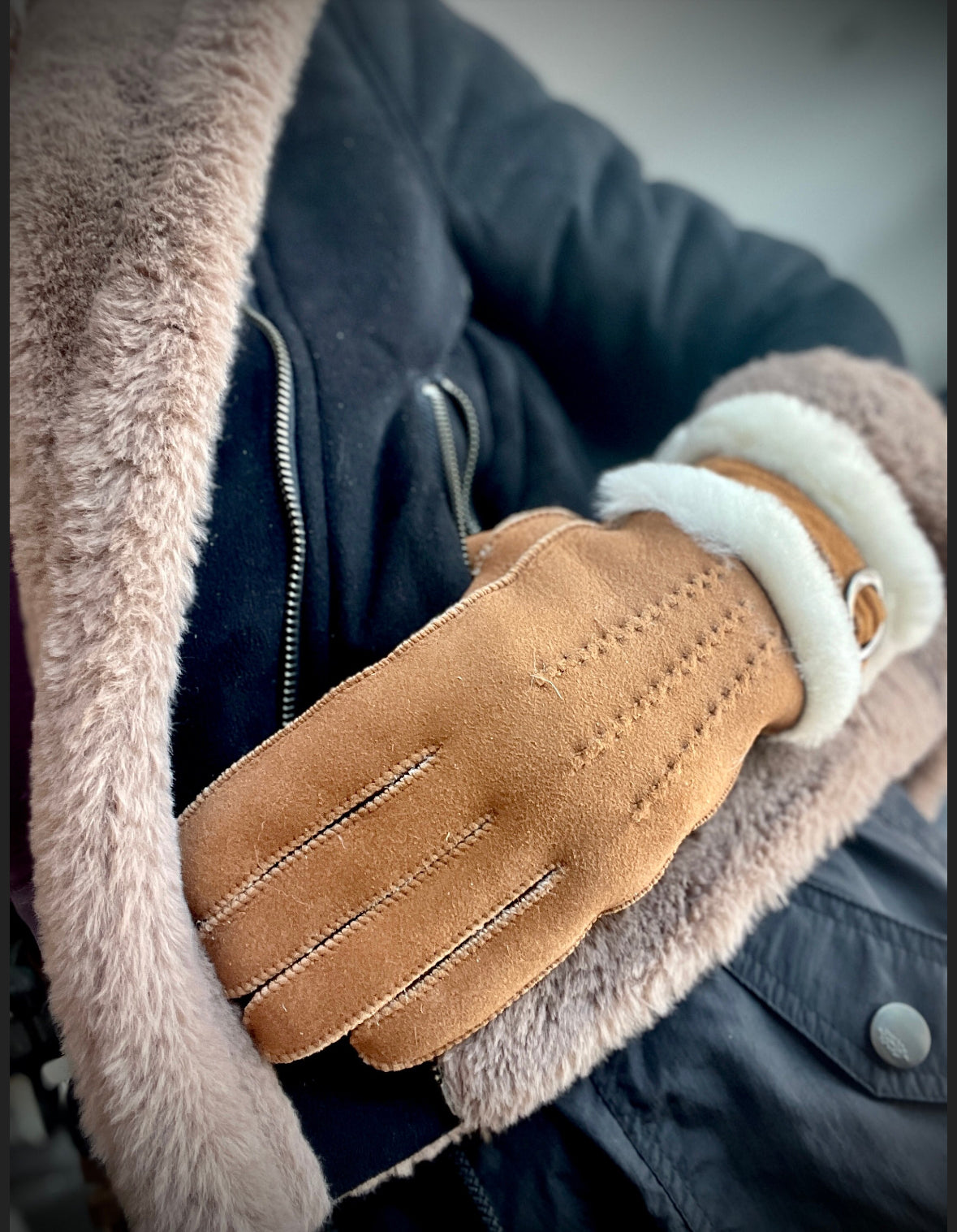 Women's Gloves Sheepskin Wool Light Brown Natural Beige Warm Gloves Handmade Sustainable