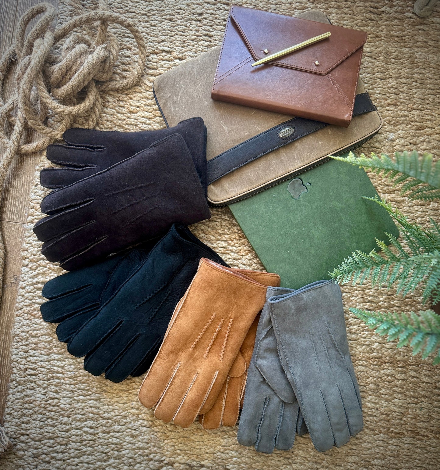 Follkee Mens Genuine Leather Gloves Warm and Handmade