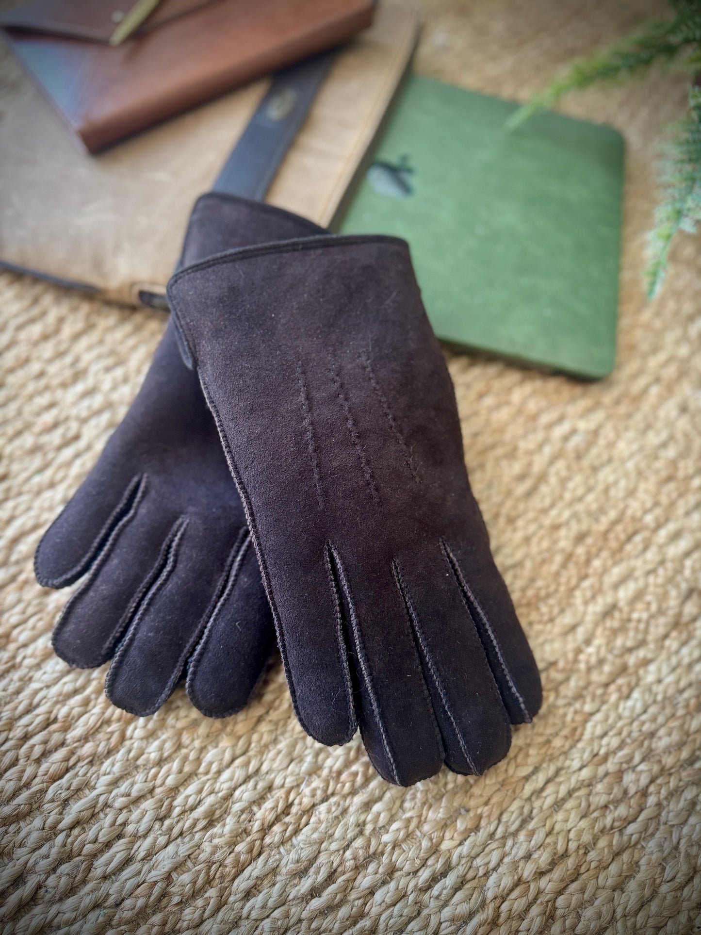 Follkee Mens Genuine Leather Gloves Warm and Handmade