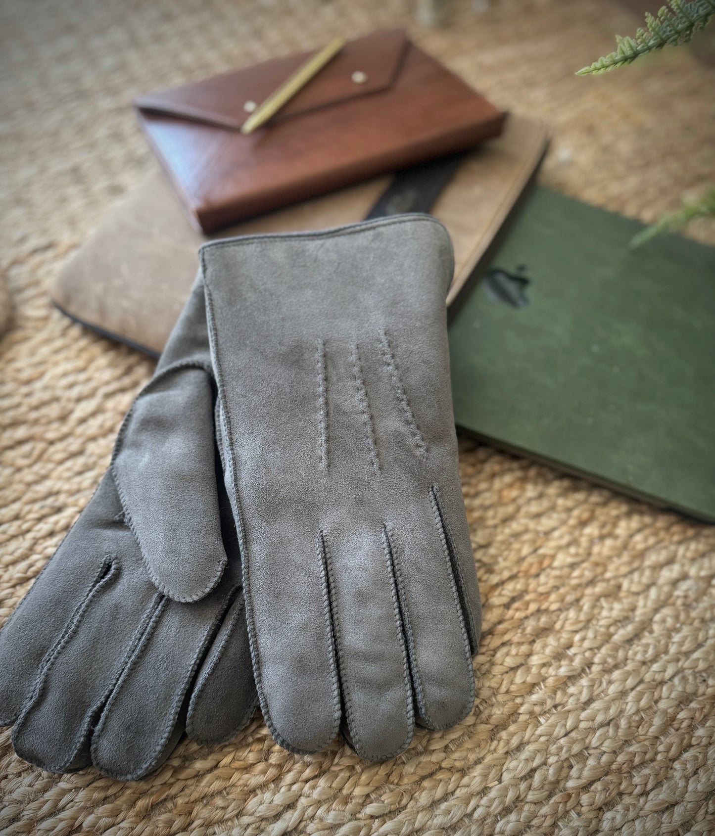Follkee Mens Genuine Leather Gloves Warm and Handmade