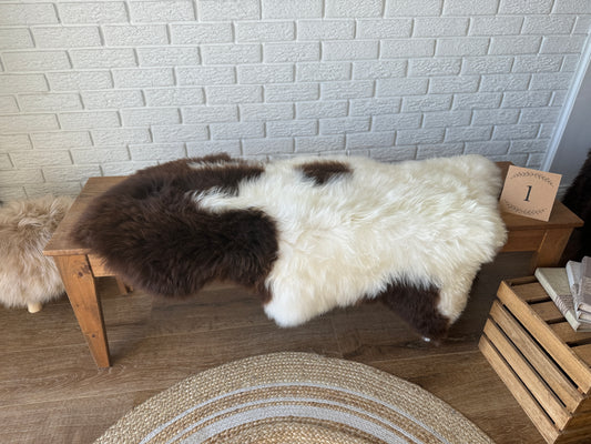 Follkee SheepSkin Rug American Jacob, Premium Quality Sheepskin Blanket, Australian SheepSkin, Soft Sheepskin, Sheepskin throw JKB6