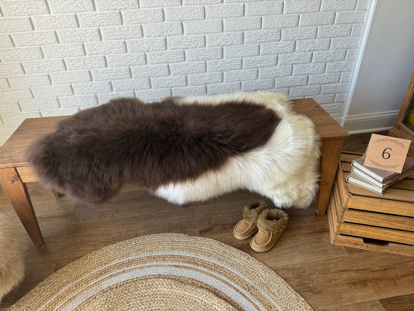 Follkee SheepSkin Rug American Jacob, Premium Quality Sheepskin Blanket, Australian SheepSkin, Soft Sheepskin, Sheepskin throw