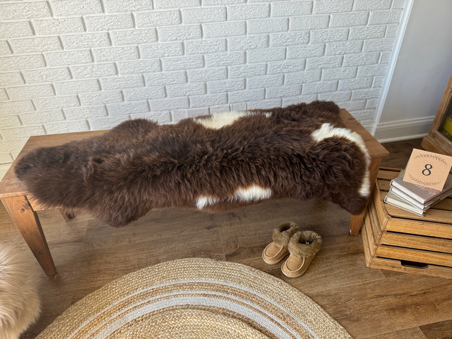 Follkee SheepSkin Rug American Jacob, Premium Quality Sheepskin Blanket, Australian SheepSkin, Soft Sheepskin, Sheepskin throw