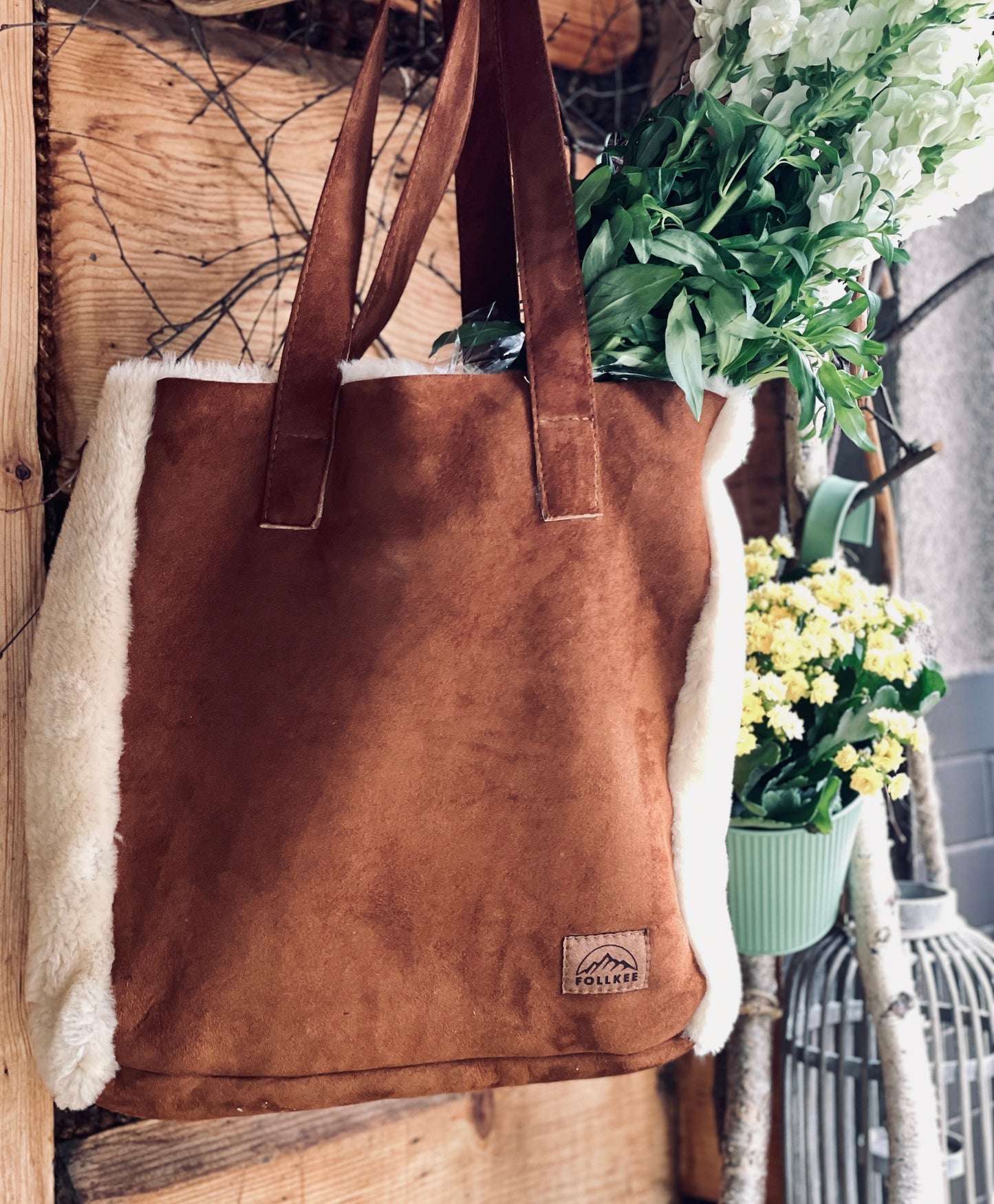 Nati Shoppers Bag – Handmade Sheepskin Tote, Market Bag, Eco-Friendly, Gift for Her