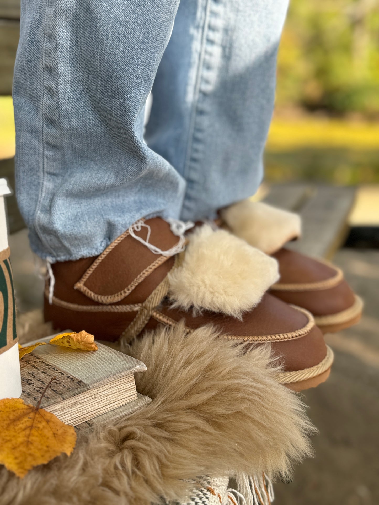 Follkee Slippers 100% Sheep Skin Wool Lined Handcrafted Luxury -LEO