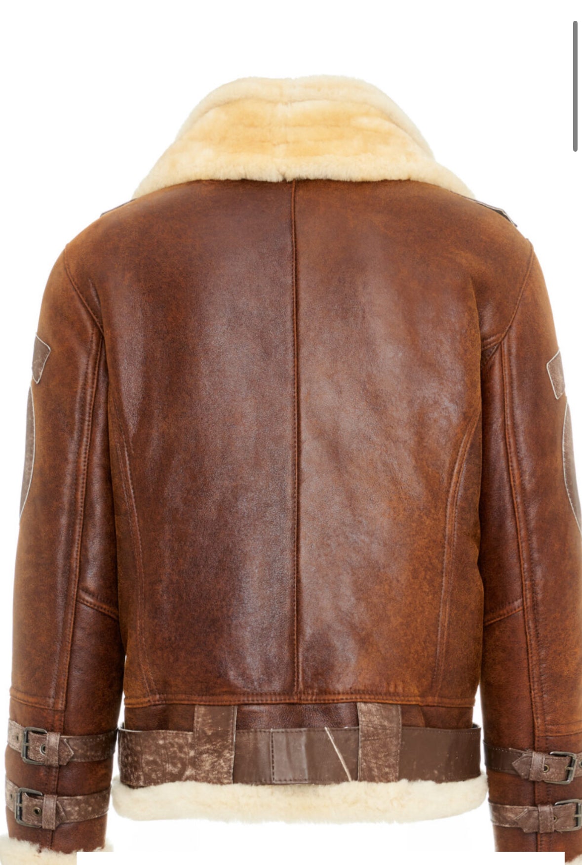 Follkee Real Sheepskin Aviator Pilot Bomber Jacket, UNISEX Handmade Double Collar| Country Style