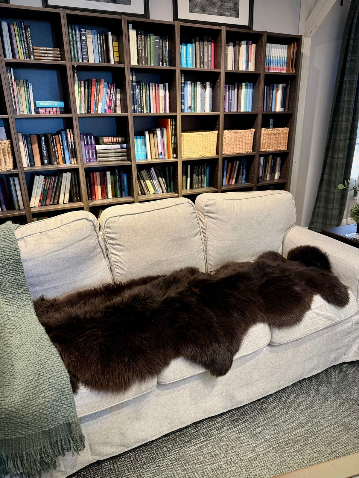 Follkee Genuine Natural Double Sheepskin Rug  | Humanely Sourced | Natural Brown, 100% ORGANIC lambskin carpet, bedspread, pelt, chair cover