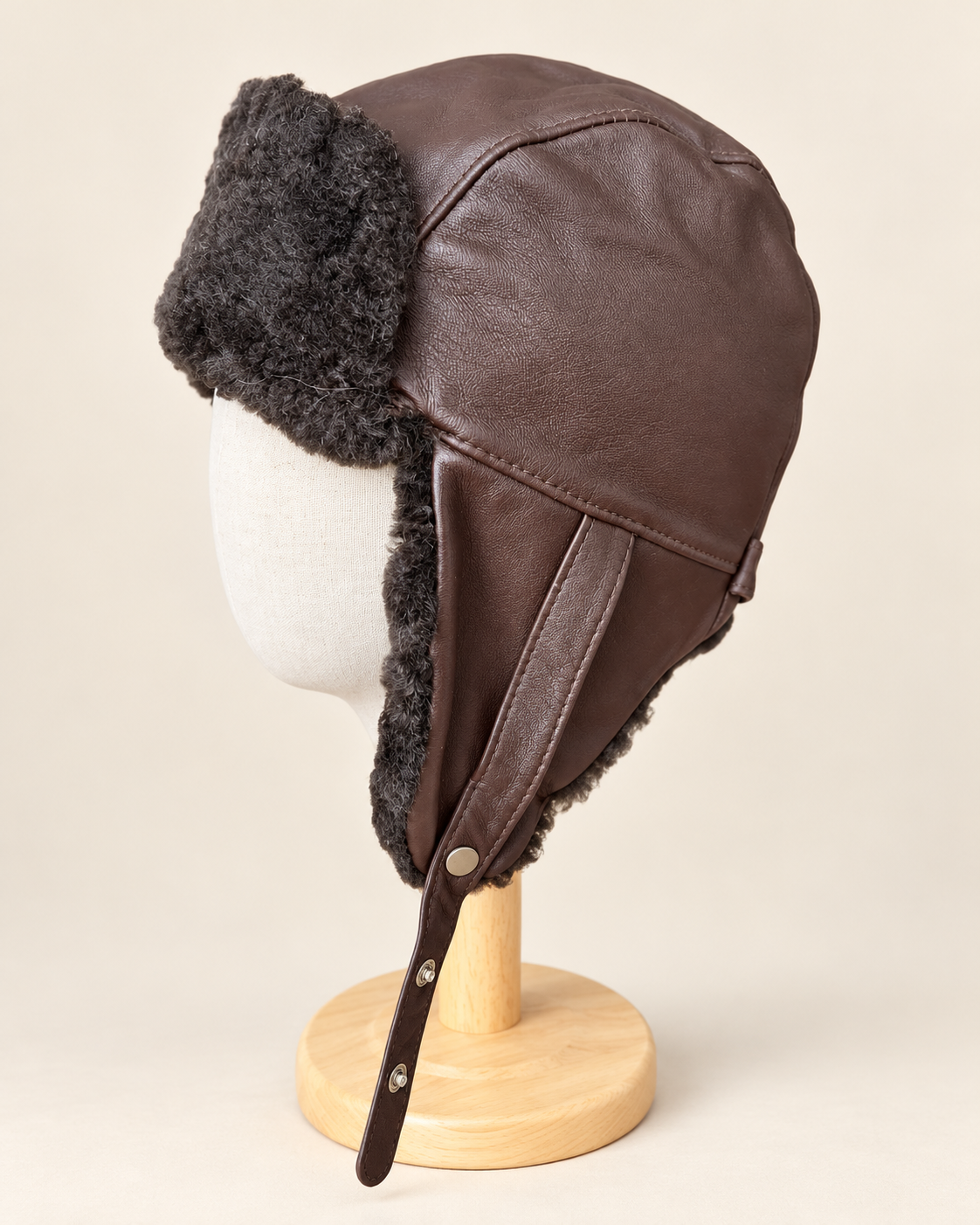 Sheepskin Aviator Hat for Teens, Women & Men – Genuine Leather & Merino Wool