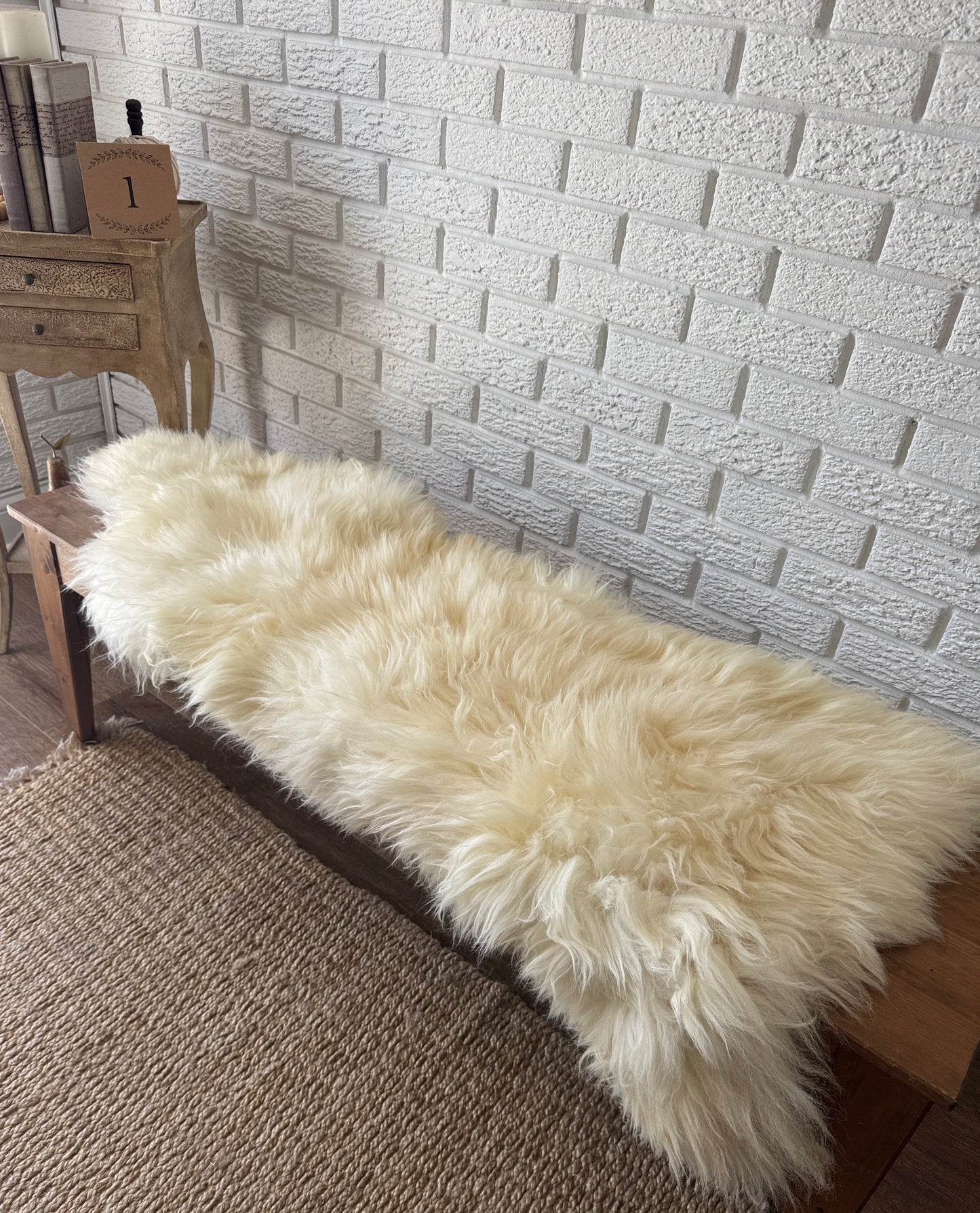 Genuine Natural Sheepskin Rug – Thick Wool Pelt for Bench | Real Sheepskin Bench Cover | Soft Handmade EU Hide