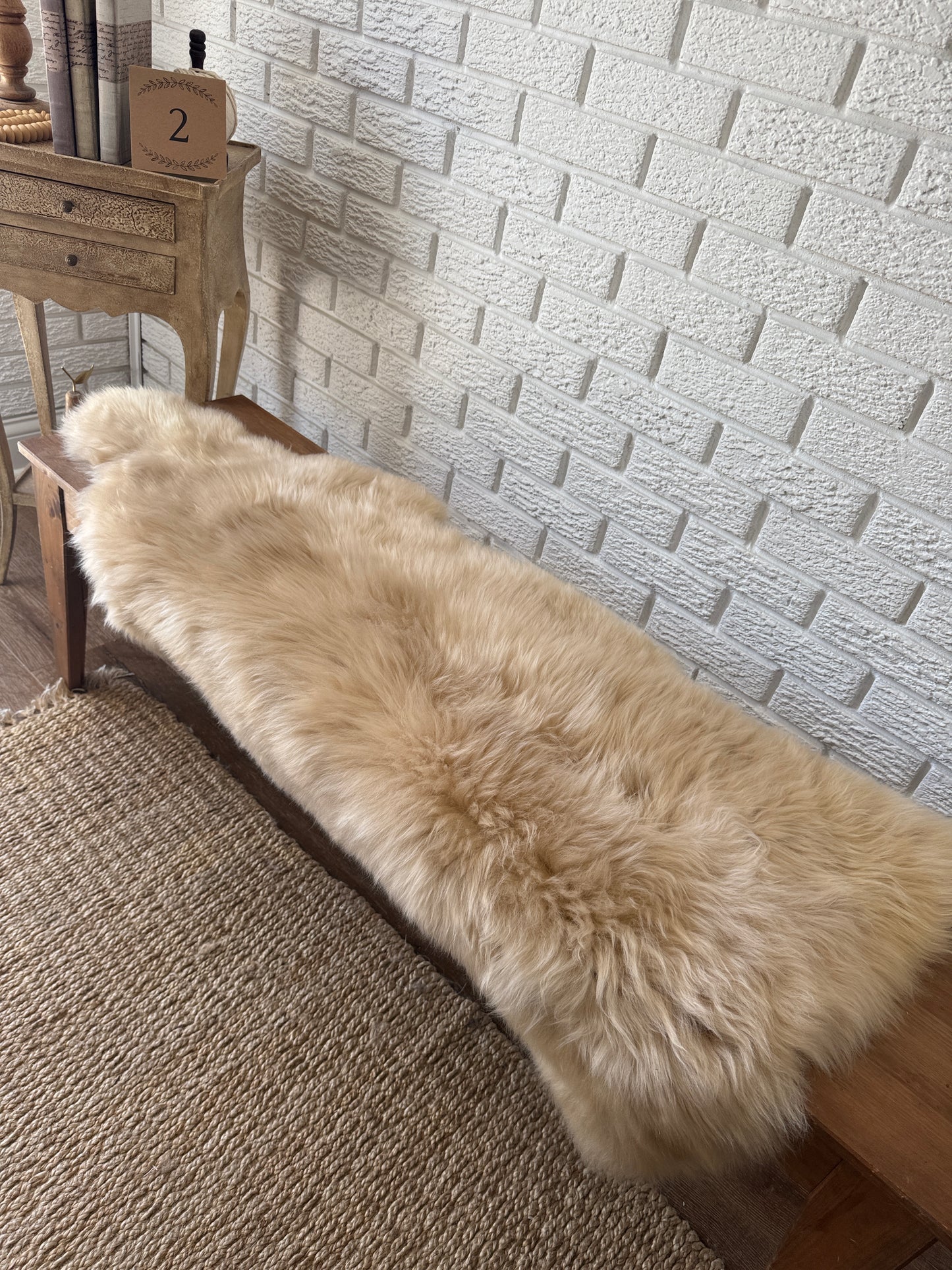 Genuine Natural Sheepskin Rug – Thick Wool Pelt for Bench | Real Sheepskin Bench Cover | Soft Handmade EU Hide