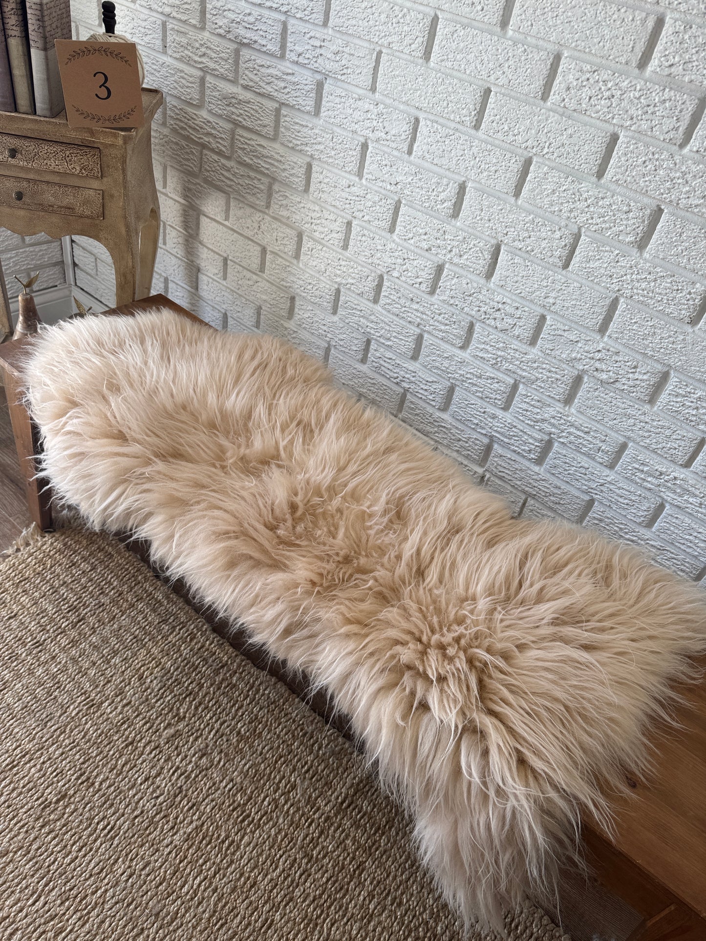 Genuine Natural Sheepskin Rug – Thick Wool Pelt for Bench | Real Sheepskin Bench Cover | Soft Handmade EU Hide