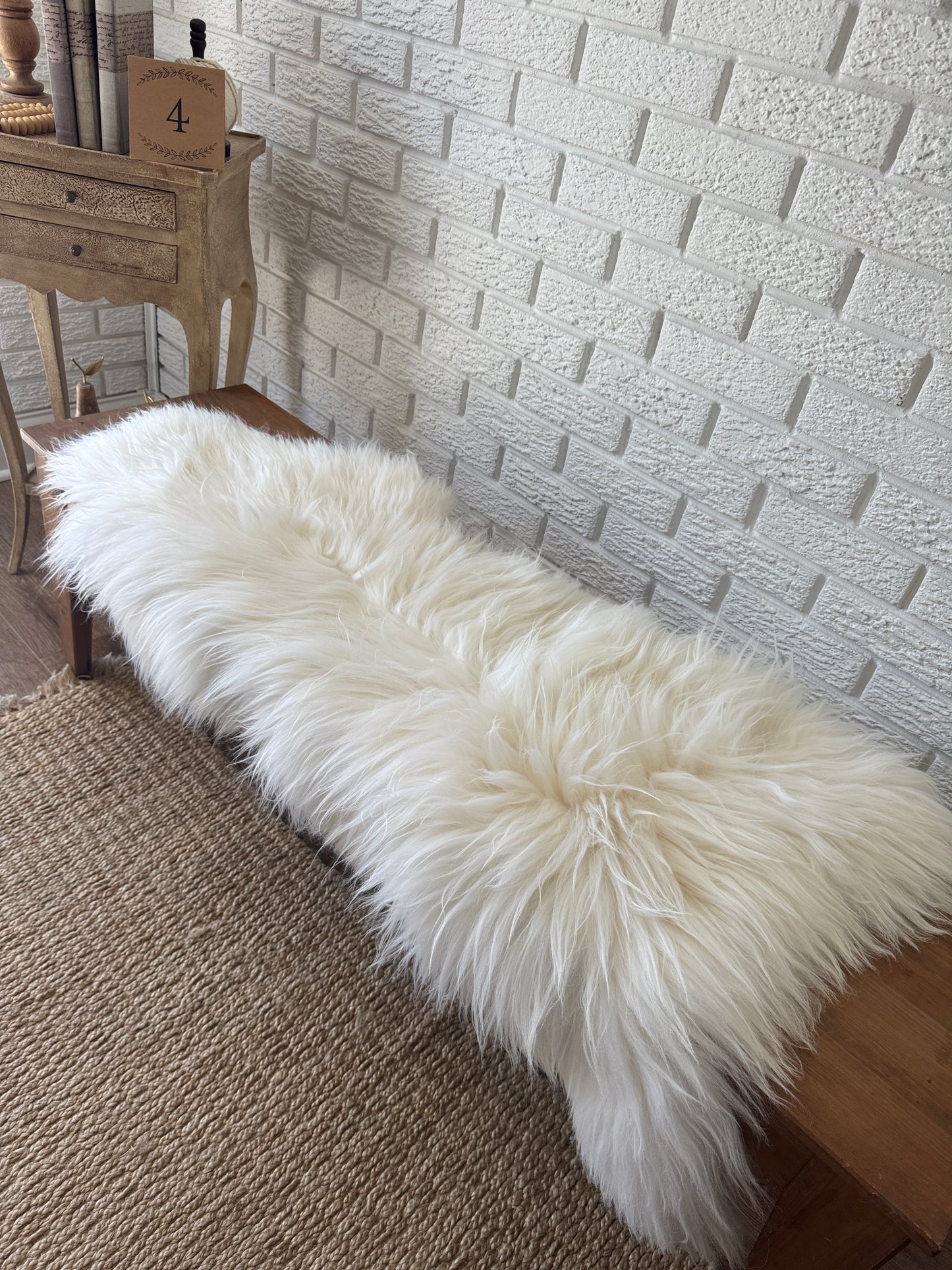 Genuine Natural Sheepskin Rug – Thick Wool Pelt for Bench | Real Sheepskin Bench Cover | Soft Handmade EU Hide