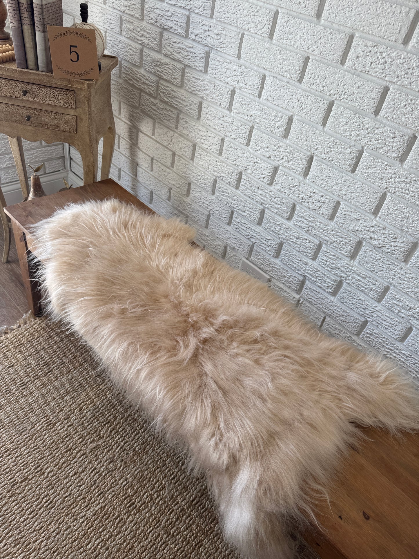 Genuine Natural Sheepskin Rug – Thick Wool Pelt for Bench | Real Sheepskin Bench Cover | Soft Handmade EU Hide