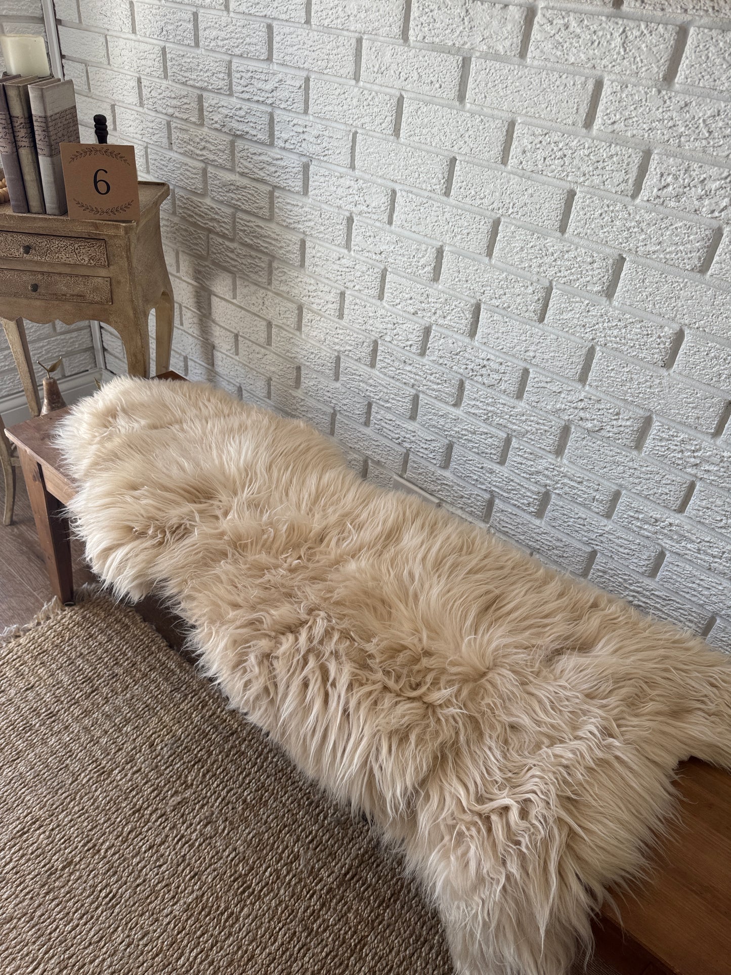 Genuine Natural Sheepskin Rug – Thick Wool Pelt for Bench | Real Sheepskin Bench Cover | Soft Handmade EU Hide