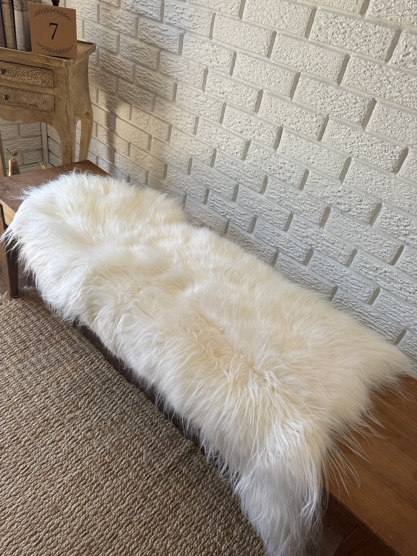 Genuine Natural Sheepskin Rug – Thick Wool Pelt for Bench | Real Sheepskin Bench Cover | Soft Handmade EU Hide
