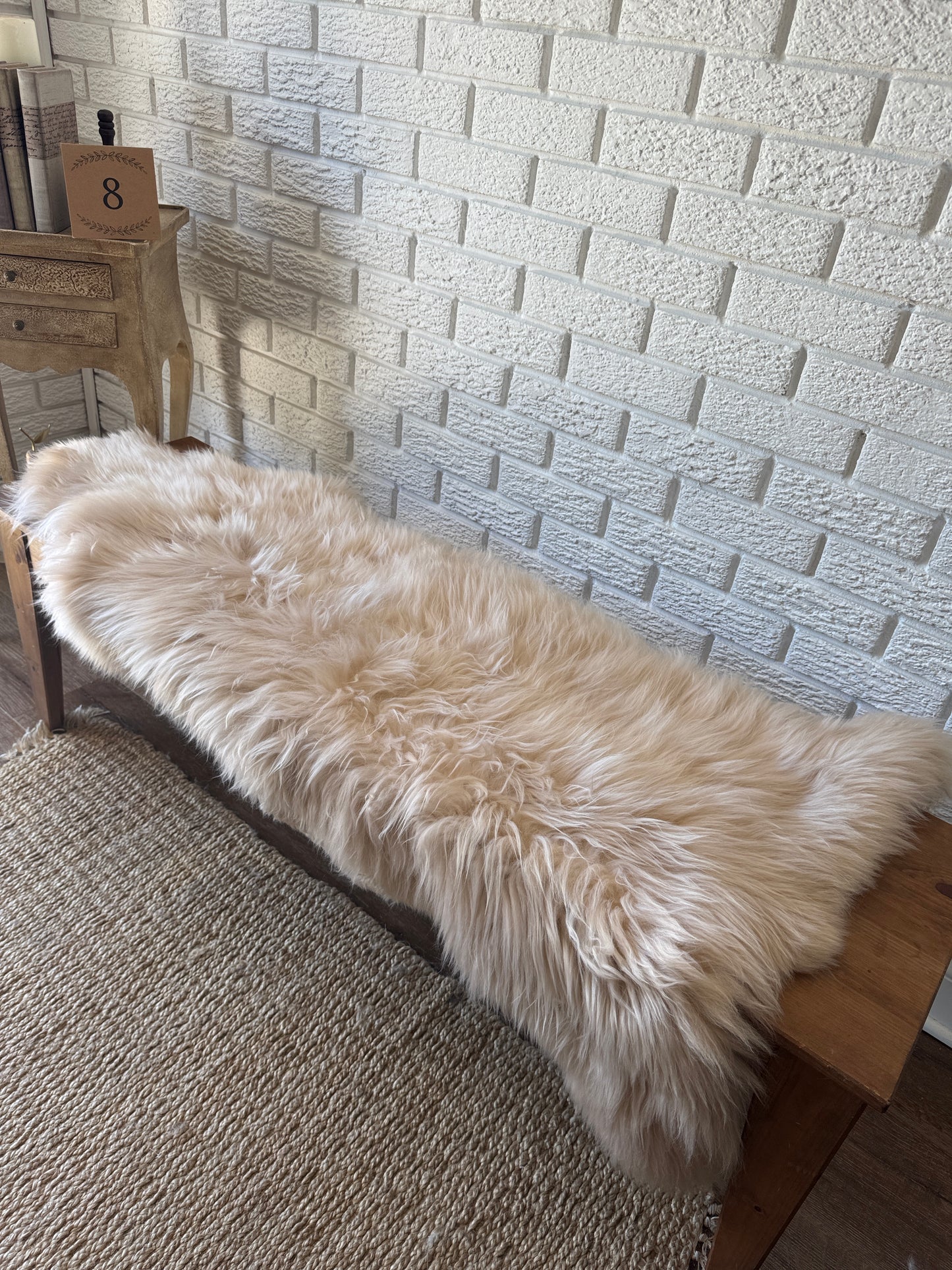 Genuine Natural Sheepskin Rug – Thick Wool Pelt for Bench | Real Sheepskin Bench Cover | Soft Handmade EU Hide