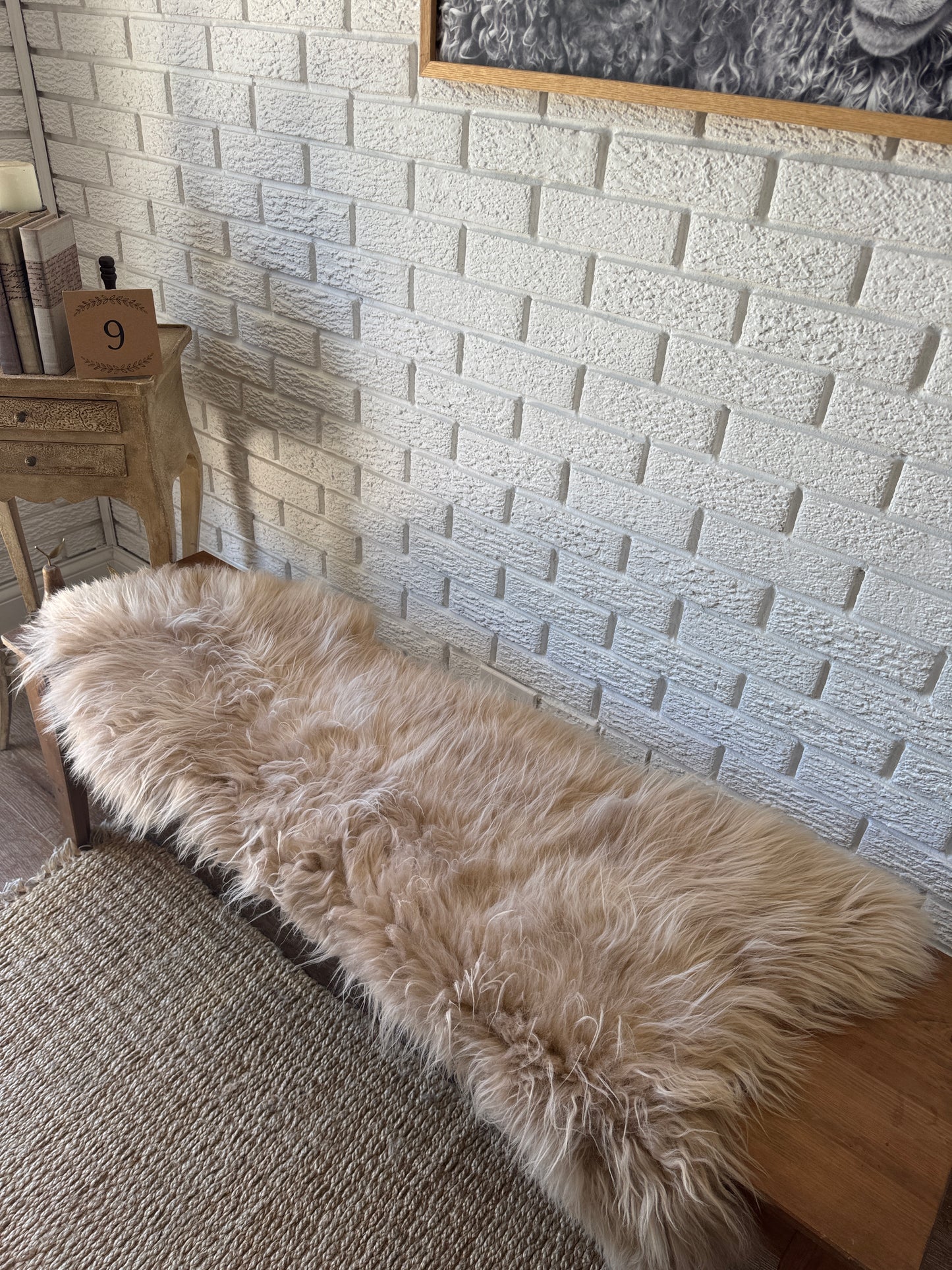 Genuine Natural Sheepskin Rug – Thick Wool Pelt for Bench | Real Sheepskin Bench Cover | Soft Handmade EU Hide