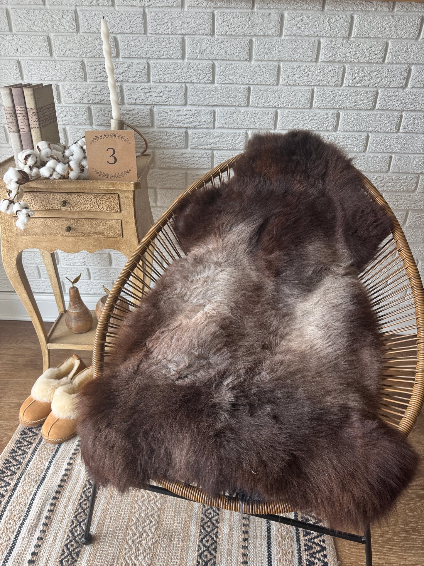 Follkee Rustic Icelandic Sheepskin Rug Throw Fur Rug Sheepskin Rug throw, natural sheepskin, real sheepskin rug, chair throw, all natural MEL40