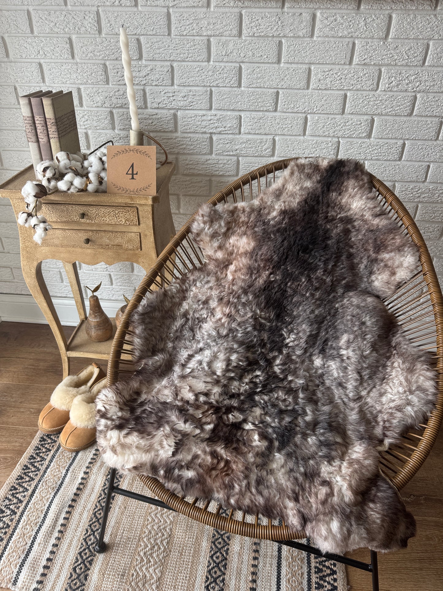Follkee Rustic Icelandic Sheepskin Rug Throw Fur Rug Sheepskin Rug throw, natural sheepskin, real sheepskin rug, chair throw, all natural MEL40