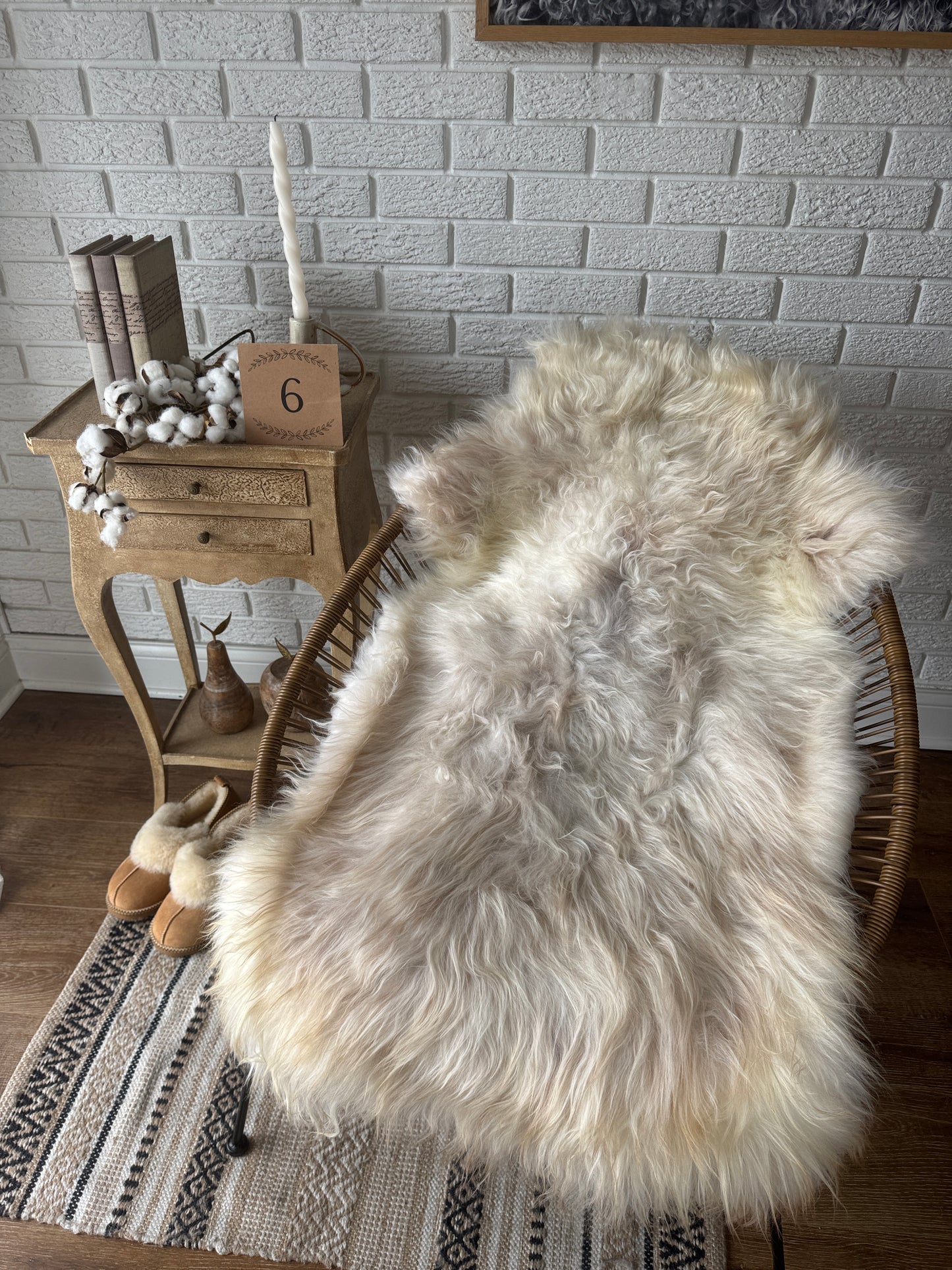 Follkee Rustic Icelandic Sheepskin Rug Throw Fur Rug Sheepskin Rug throw, natural sheepskin, real sheepskin rug, chair throw, all natural MEL40