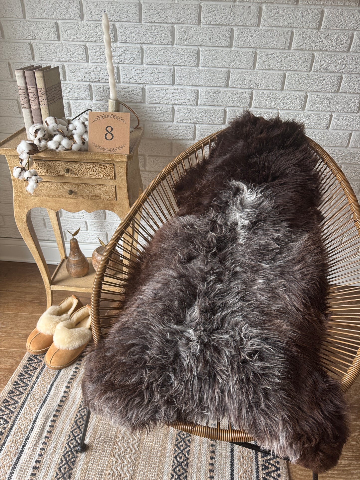 Follkee Rustic Icelandic Sheepskin Rug Throw Fur Rug Sheepskin Rug throw, natural sheepskin, real sheepskin rug, chair throw, all natural MEL40